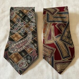 Christian Dior & Oscar de la Renta LOT of Two Silk Ties Neckties